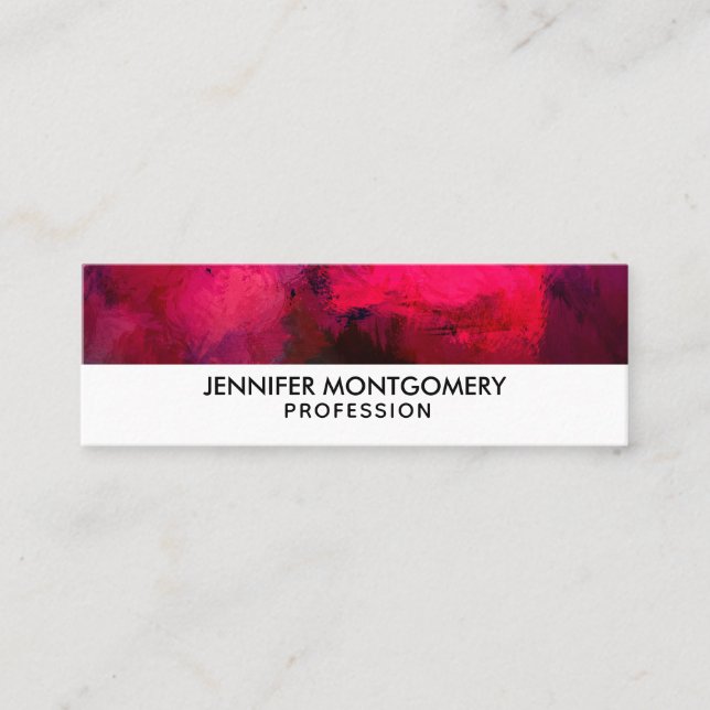 Cartão De Visita Mini Vermelho escuro e roxo, preto e Abstrato moderno (Frente)