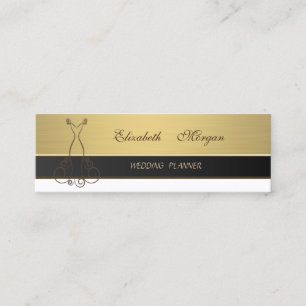 Cartão De Visita Mini Vestido Dourado Luxuoso Moderno Elegante Profissio