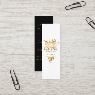 Cartão De Visita Mini Vinha Dourada Elegante Sommelier Vinho