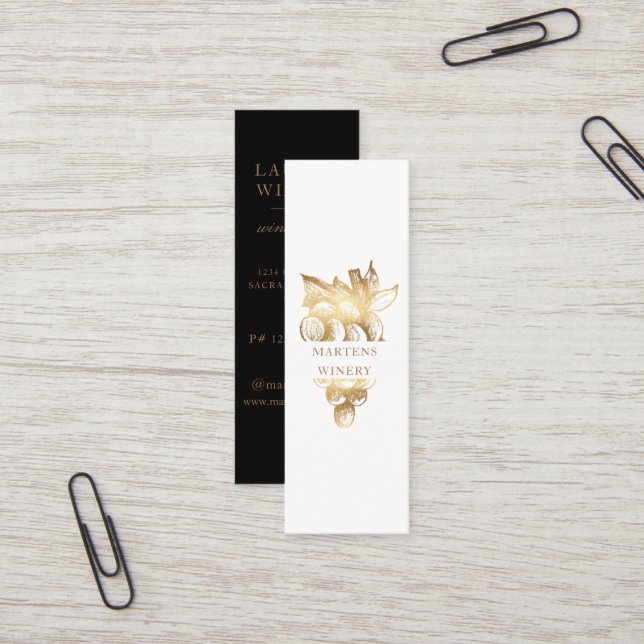 Cartão De Visita Mini Vinha Dourada Elegante Sommelier Vinho (Frente/Verso In Situ)