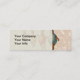 Cartão De Visita Mini Vintage Easter Bunnies dança com fantasias de ovo