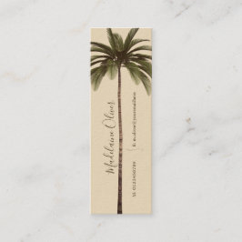 Cartão De Visita Mini Vintage Palm Tree QR Code Tropical Elegante Mini M