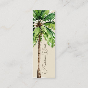 Cartão De Visita Mini Vintage Watercolor Palm Tree Tropical Elegante