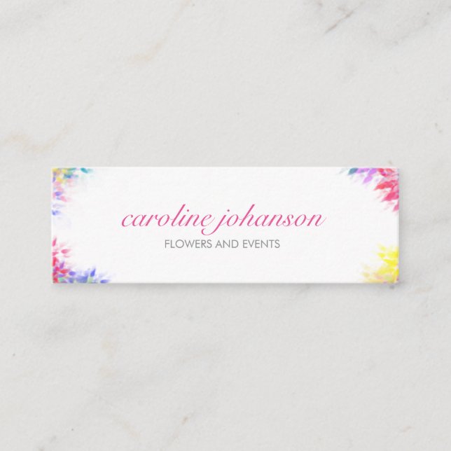 Cartão De Visita Mini Violet yellow artistic painting brush flowers card (Frente)