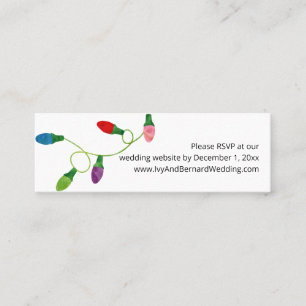 Cartão De Visita Mini Website de Casamento das Luzes de Natal RSVP