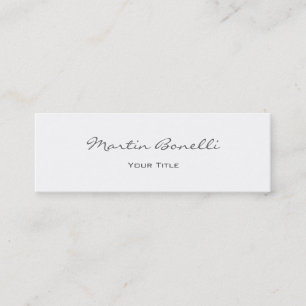 Cartão De Visita Mini White Elegant Script Simple Trendy Professional