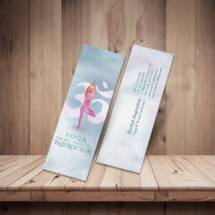 Cartão De Visita Mini Yoga Instrutor Meditação Pose Om Sinal Watercolor