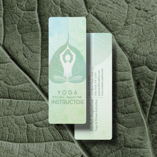 Cartão De Visita Mini Yoga Instrutor Studio Meditação Pose Bodhi Leaf