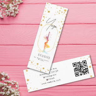 Cartão De Visita Mini Yoga Saúde e Bem-Estar Estrelas Douradas Holística