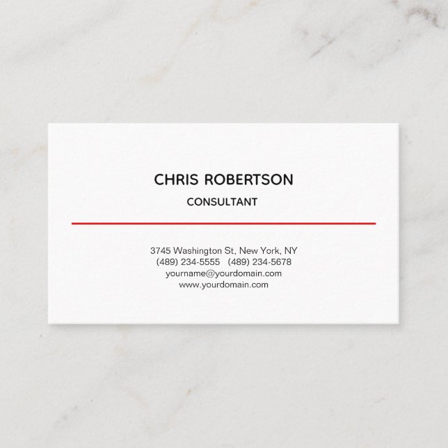 Cartão De Visita Minialista Branco Simples Moderno (Frente)