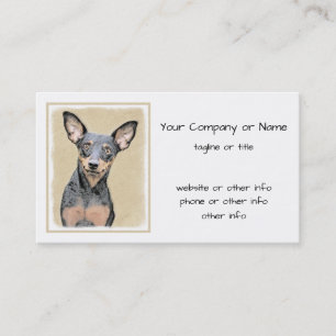 Cartão De Visita Miniatura Pinscher Pintando Bela Arte Original de 