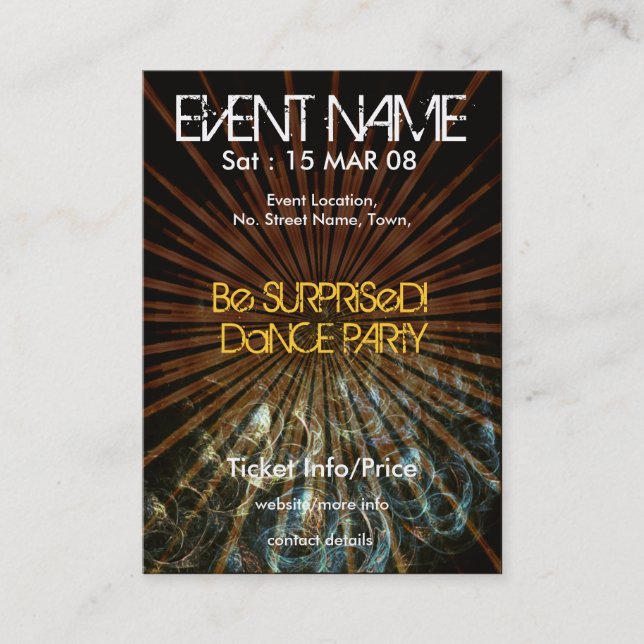 Cartão De Visita MiniFLYER #001 DO PARTIDO DO EVENTO (Frente)