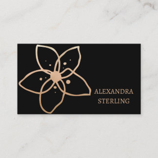 Cartão De Visita Mínima Elegância Floral Dourada Personalizada