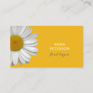 Cartão De Visita Mínima Moderna Elegante Daisy Flower em amarelo
