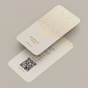 Cartão De Visita Minimal Boho Areia Coach de Bem-Estar Ioga Lótus