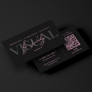 Cartão De Visita Minimal Criativo Rosa Preto Estrategista de Marcas