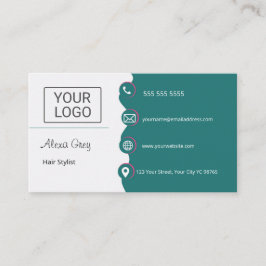 Cartão De Visita Minimal Elegant Green Pink Hair Stylist 