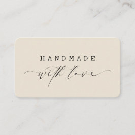Cartão De Visita Minimal Handmade with Love Script Custom Logo 