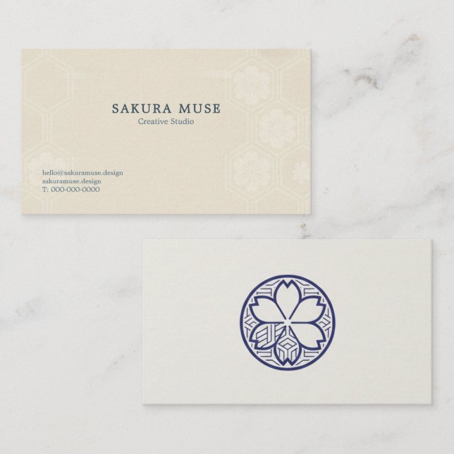 Cartão De Visita Minimal Japanese Kamon Business Card – Modern  (Frente/Verso)