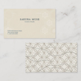 Cartão De Visita Minimal Japanese Pattern Design – Elegant Seigaiha