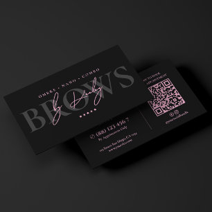 Cartão De Visita Minimal Luxo Artista de Sobrancelhas Rosa Preto