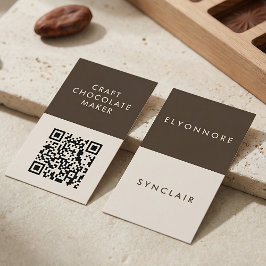 Cartão De Visita Minimal Modern Craft Chocolate Maker Qr Code