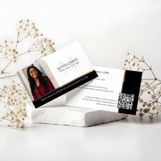 Cartão De Visita Minimal Monogram Financial Professional Photo Lux