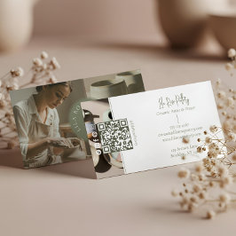 Cartão De Visita Minimal Monogram Hand Made Pottery Photo Collage