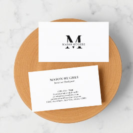 Cartão De Visita Minimal Monogram Professional Black and white