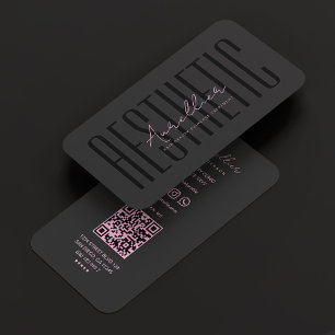 Cartão De Visita Minimal Profissional Beleza Preto Rosa Estética