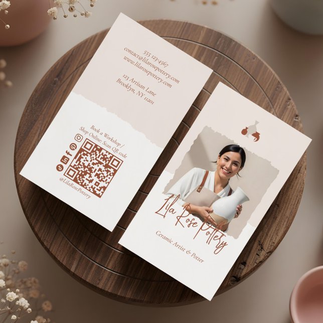 Cartão De Visita Minimal Rustic Organic Handmade Pottery Design  (Minimal Rustic Organic Handmade Pottery Design Business Card)