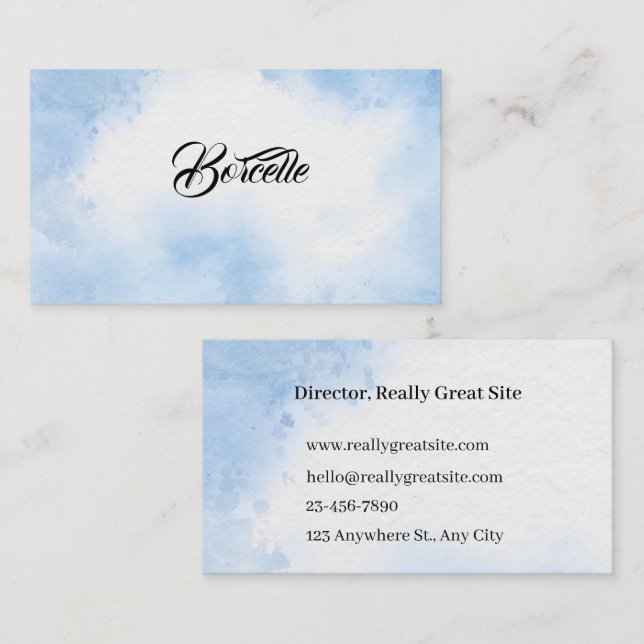 Cartão De Visita Minimal Sky Blue Business Card (Frente/Verso)