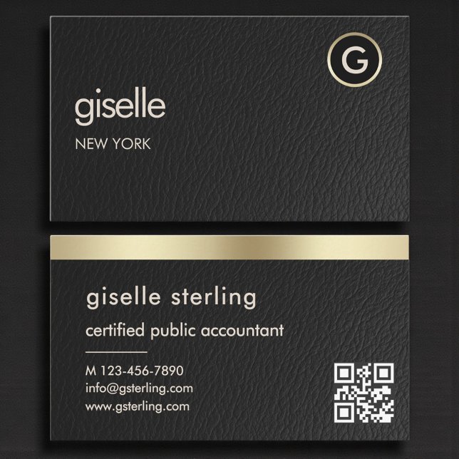 Cartão De Visita Minimal Tax Accountant CPA Faux Leather (Criador carregado)