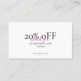 Cartão De Visita Minimal Thank You QR Discount Card Blush Pink