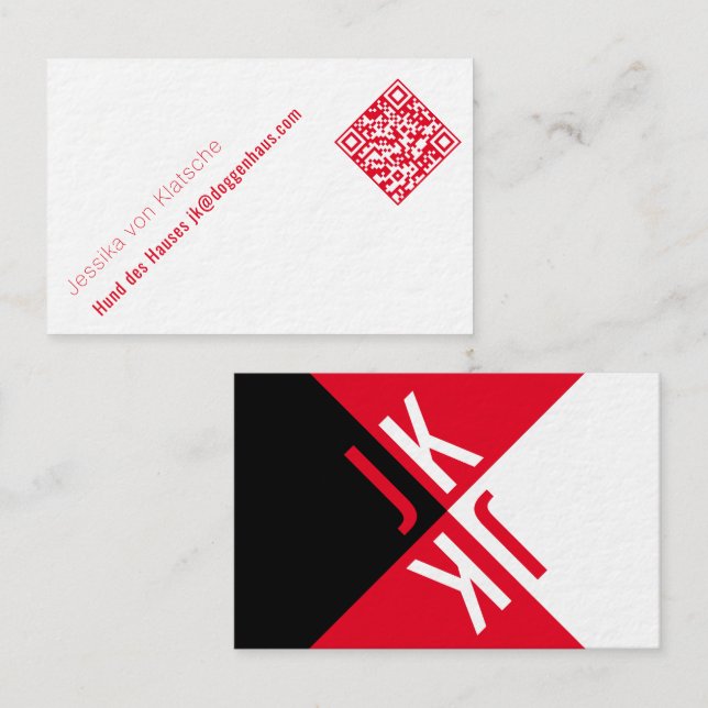 Cartão De Visita minimalismo em QR Code vermelho (Frente/Verso)