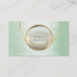 Cartão De Visita Minimalismo Ouro Foil Glass Mint Greenery VIP