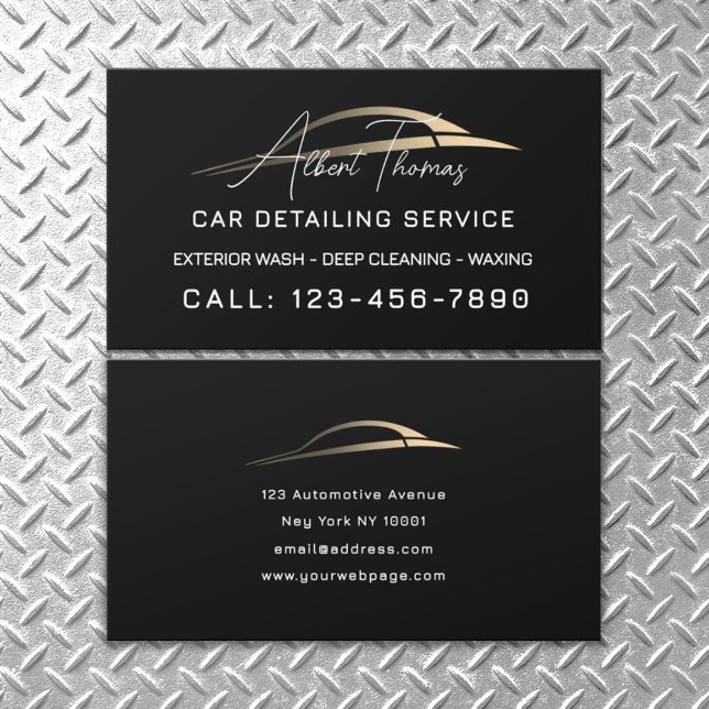 Cartão De Visita Minimalist automotive gold car line Business Card (Criador carregado)