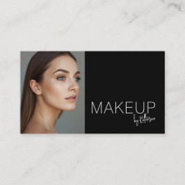 Cartão De Visita Minimalist Black White Photo Makeup Business Card
