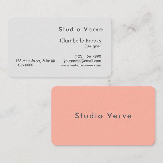 Cartão De Visita Minimalist Blush Pink Gray Modern Designer Unique (Frente/Verso)
