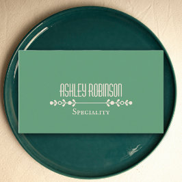 Cartão De Visita Minimalist boho leaves frame pastel green QR code