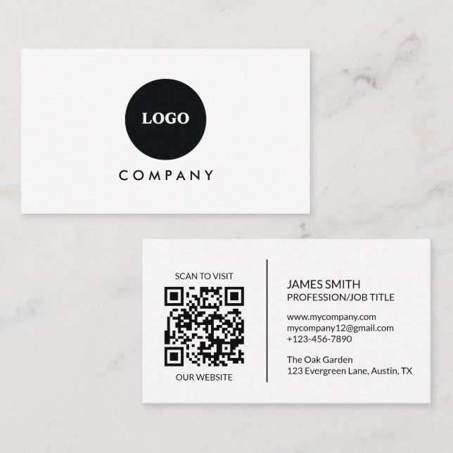 Cartão De Visita Minimalist Business Card | QR code (Frente/Verso)