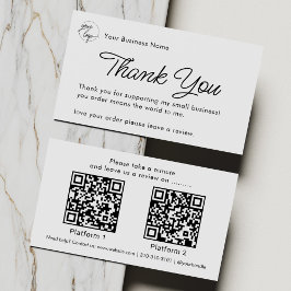 Cartão De Visita Minimalist Business Thank You with Review QR Code