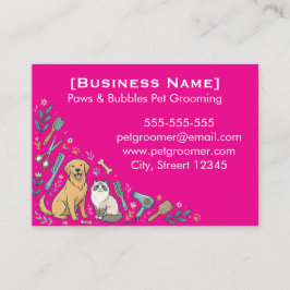 Cartão De Visita Minimalist Custom Pet Groomer Business Card