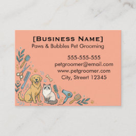 Cartão De Visita Minimalist Custom Pet Groomer Business Card