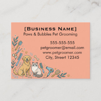 Cartão De Visita Minimalist Custom Pet Groomer Business Card