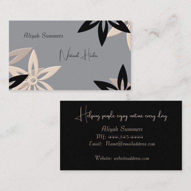 Cartão De Visita Minimalist Earthy Floral Meditation Business Card (Frente/Verso)