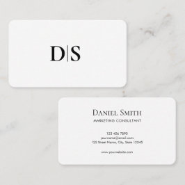 Cartão De Visita Minimalist Elegant Black on White Monogram Initial