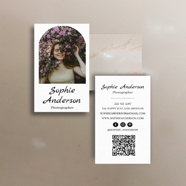 Cartão De Visita Minimalist Elegant Calligraphy Script Photography  (Criador carregado)