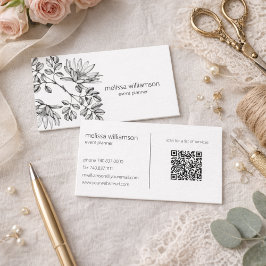 Cartão De Visita Minimalist Foliage QR Code