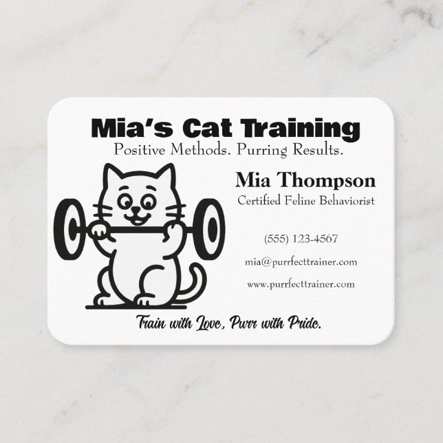 Cartão De Visita Minimalist Funny Cat Trainer Business Card  (Frente)